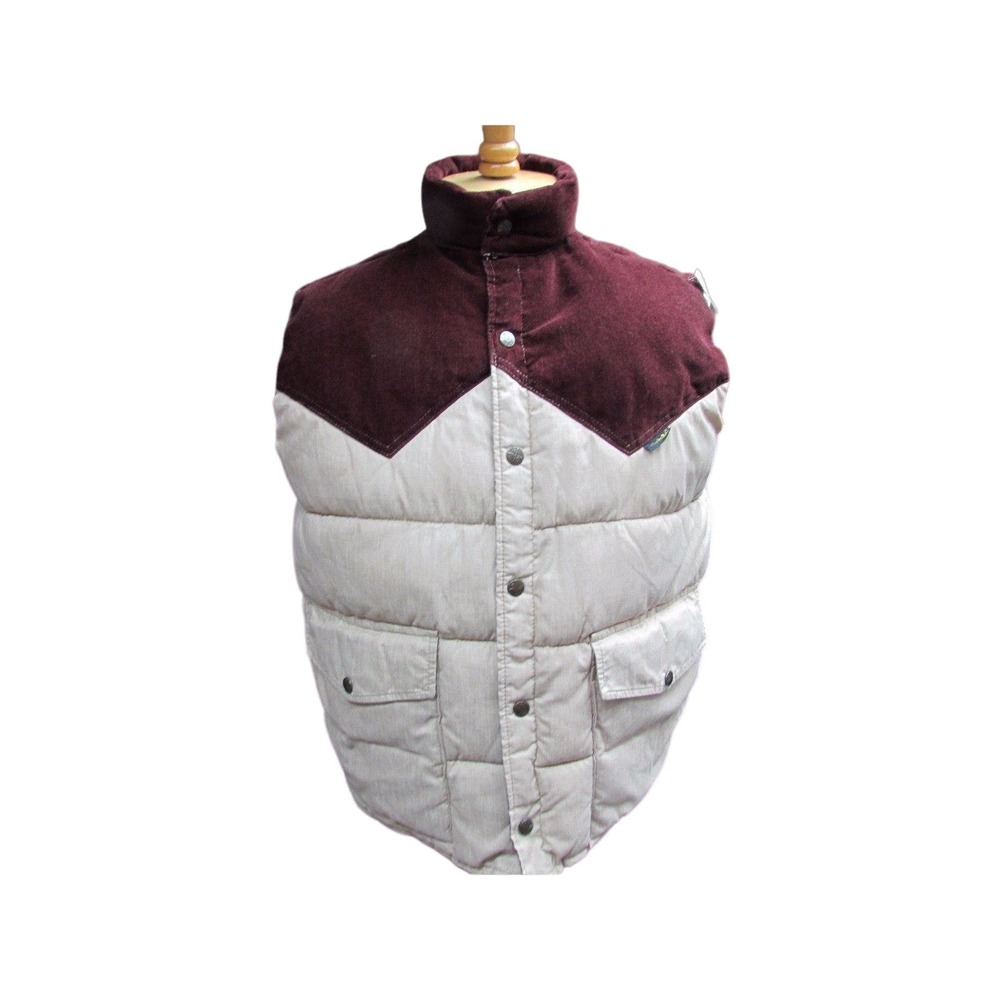Vintage Charles Daly men's L jacket vest brown and beige sleeveless corduroy
